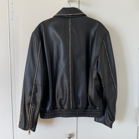 Source Unknown FADED LEATHER JACKET, BLACK - M - Picture 3 of 12